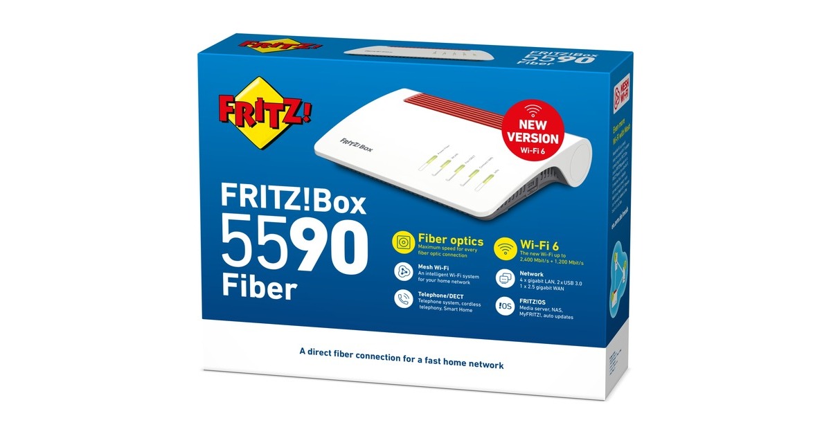 AVM FRITZ Box 5590 Fiber XGS PON Router Wit Rood Mesh Wi Fi