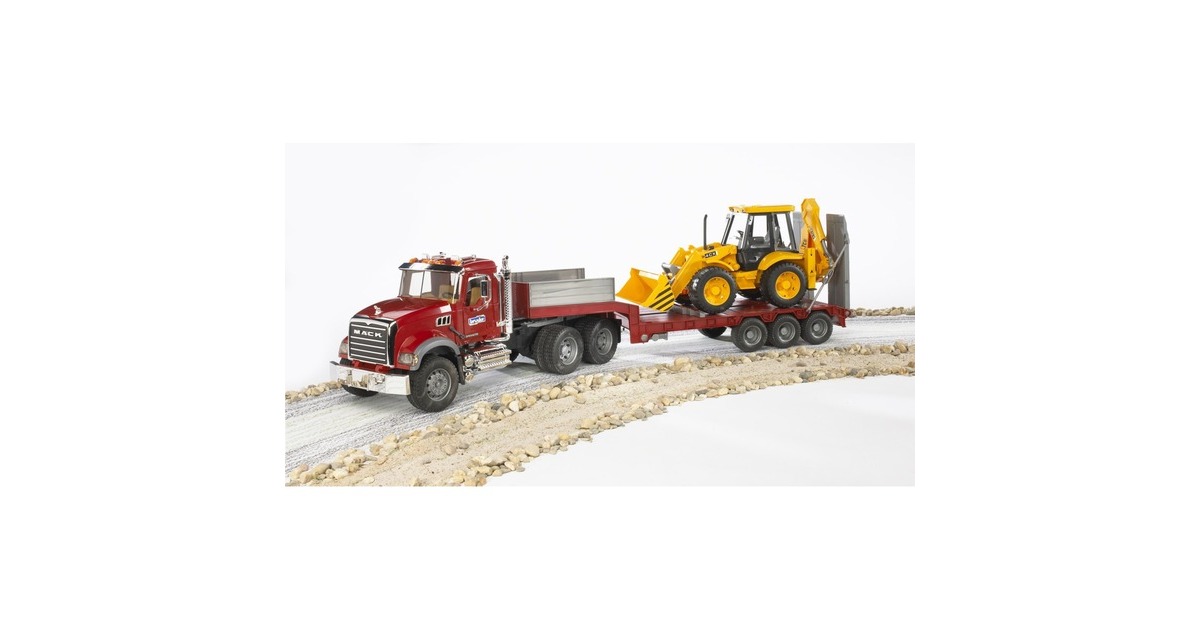 Bruder mack truck store with backhoe