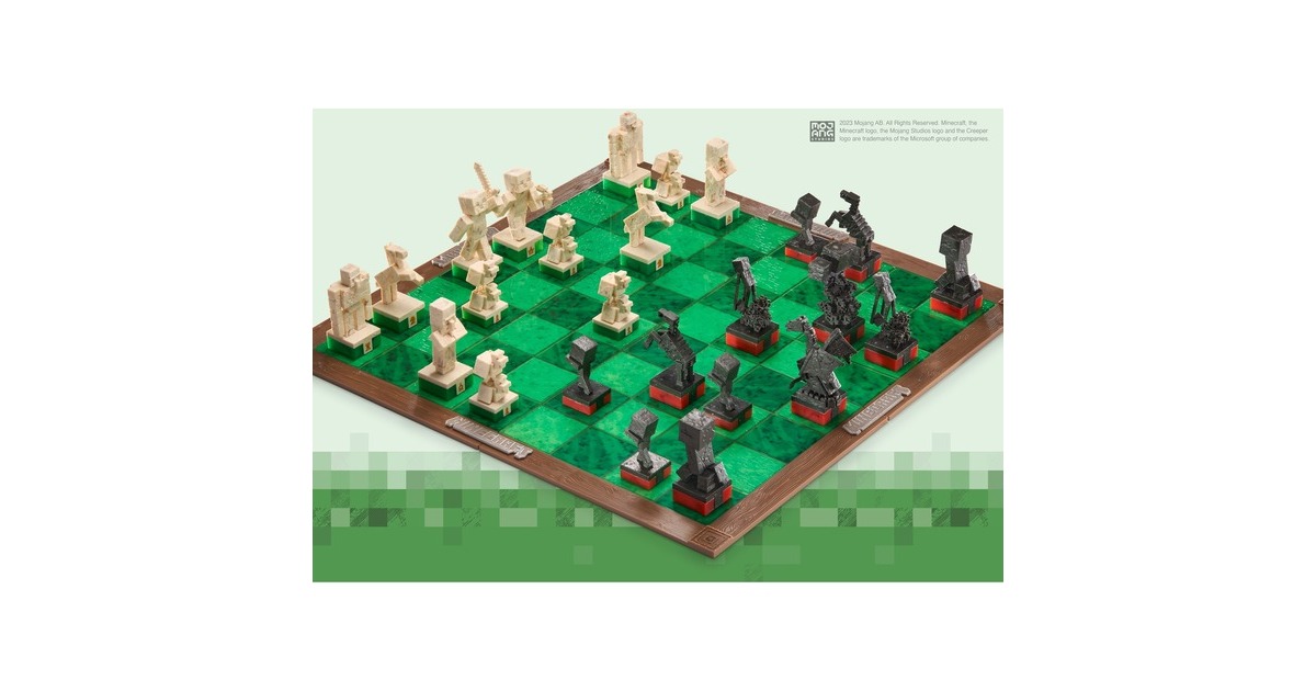 Noble Collection Minecraft Chess Set: Overworld Heroes vs. Hostile