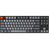 Keychron K8-A2, toetsenbord Grijs/grijs, US lay-out, Gateron Blue, Witte leds, TKL, ABS keycaps, Bluetooth