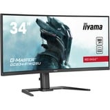 iiyama G-Master Red Eagle GCB3481WQSU-B1 34" Curved UltraWide gaming monitor Zwart, 180Hz, HDMI, DisplayPort, Audio, AMD Free-Sync