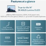 ASUS Zenbook 14 OLED UX3405MA-PP192W  14"  laptop Blauw | Ultra 7 155H | Intel Arc Graphics | 16 GB | 1 TB SSD