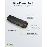 goobay Bike-Powerbank 5.0 Zwart, 5.000 mAh, Power Delivery, Quick Charge