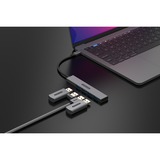 Sitecom USB-C naar 4x USB-A Tiny usb-hub Grijs