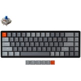 Keychron K6-Q2, toetsenbord Grijs/grijs, US lay-out, Gateron Blue, RGB leds, 65%, ABS keycaps, Bluetooth