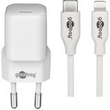 goobay Lightning/USB-C PD oplaad set Nano (20 W)  Wit, 1 meter