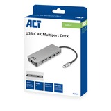 ACT Connectivity USB-C 4K docking station aluminium, USB-C, HDMI, LAN