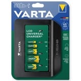 VARTA LCD Universal Charger+ oplader Zwart, Laadt tot 4x AA, AAA, C, D of 1x 9V