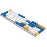 HelloGanss HS108T GC08, toetsenbord Wit/donkerblauw, US lay-out, Gateron Yellow, RGB leds, PBT Doubleshot keycaps, hot swap, 2,4 GHz / Bluetooth / USB-C