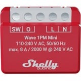 Shelly Qubino Wave 1PM Mini relais Rood/wit, 1-kanaals, Z-Wave