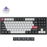 Keychron Q3 HE QMK-M1, toetsenbord Zwart/wit, US lay-out, Gateron Double-Rail Magnetic Nebula, RGB leds, 80% TKL, OSA double-shot PBT, hot swap, Knob, 2.4GHz | Bluetooth 5.1 | USB-C