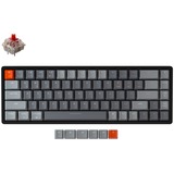 Keychron K6-W1, toetsenbord Grijs/grijs, US lay-out, Gateron Red, RGB leds, 65%, ABS keycaps, Bluetooth