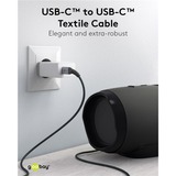 goobay USB-C snellader Nano (65 W) en USB-C textielkabel Zwart, 1 meter