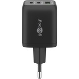 goobay USB-C snellader Nano (65 W) en USB-C textielkabel Zwart, 1 meter