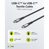 goobay USB-C snellader Nano (65 W) en USB-C textielkabel Zwart, 1 meter