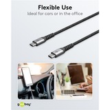 goobay USB-C snellader Nano (65 W) en USB-C textielkabel Zwart, 1 meter