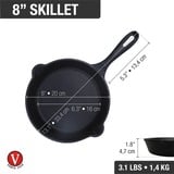 Victoria Skillet 20 cm, Seasoned bak-/braadpan Zwart, Color packaging