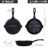 Victoria Skillet 20 cm, Seasoned bak-/braadpan Zwart, Color packaging