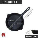 Victoria Skillet 20 cm, Seasoned bak-/braadpan Zwart, Color+Kraft Cardboard Box