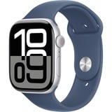 Apple Watch Series 10 smartwatch Zilver, Aluminium, 46 mm, sportbandje denim S/M