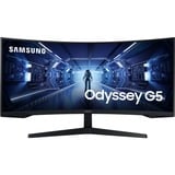 SAMSUNG Odyssey G5 34" Curved UltraWide gaming monitor Zwart, HDMI, DisplayPort, 165 Hz