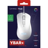 Trust GXT 924W Ybar+ gaming muis met hoogwaardige prestaties Wit, RGB, 25.600 dpi