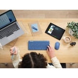 Trust Lyra Multi-Device Wireless Keyboard & Mouse, desktopset Blauw, US lay-out, Scissor switches, 800 - 1.600 dpi, 2,4 GHz USB, Bluetooth, 65%