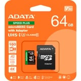 ADATA SPEED PLUS microSDXC 64 GB geheugenkaart UHS-I U3, Class 10, V30, A2