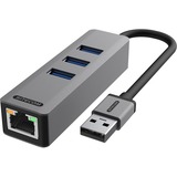 Sitecom USB-A naar Ethernet + 3x USB dockingstation Grijs