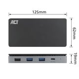 ACT Connectivity USB-C 4K MST dockingstation Zwart/grijs