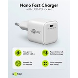 goobay USB-C PD GaN snellader Nano (65 W)  Wit, 1x USB-C, Power Delivery 3.0