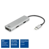 ACT Connectivity USB-C 4K multiport adapter voor 2 HDMI schermen, USB-A datapoort Aluminium