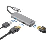 ACT Connectivity USB-C 4K multiport adapter voor 2 HDMI schermen, USB-A datapoort Aluminium