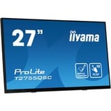 iiyama ProLite T2755QSC-B1 27" touchscreen monitor Zwart, Touch, HDMI, DisplayPort, USB, Audio 