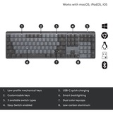 Logitech MX Mechanical  + MX Master3S Bundel, desktopset Zwart/grijs, US-International, 200 - 8000 dpi, Bluetooth Low Energy