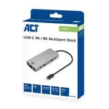 ACT Connectivity USB-C 4K / 8K 60Hz dockingstation Grijs