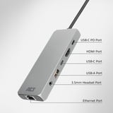 ACT Connectivity USB-C 4K / 8K 60Hz dockingstation Grijs