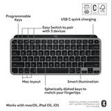 Logitech MX Keys Mini For Mac, toetsenbord Grijs/zwart, US-International, Bluetooth Low Energy