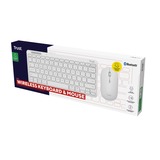 Trust Lyra Multi-Device Wireless Keyboard & Mouse, desktopset Wit, US lay-out, Scissor switches, 800 - 1.600 dpi, 2,4 GHz USB, Bluetooth, 65%