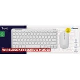 Trust Lyra Multi-Device Wireless Keyboard & Mouse, desktopset Wit, US lay-out, Scissor switches, 800 - 1.600 dpi, 2,4 GHz USB, Bluetooth, 65%