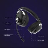 AceZone A-Spire ANC  over-ear gaming headset Zwart/zilver, PC, PS4, PS5, Xbox Series X|S, Switch, Mobile