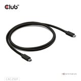 Club 3D Thunderbolt 5 Gecertificeerde 8K240Hz kabel Zwart, Data 80/120 Gbps, EPR 240 Watt,1 meter