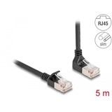 DeLOCK RJ45 Network Cable Cat.6A S/FTP Slim 90° upwards angled / straight 5 m kabel Zwart