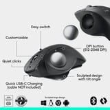 Logitech MX Ergo S Advanced Wireless Trackball Mouse Grafiet, 512 - 2048 dpi, Bluetooth Low Energy / 2,4 GHz USB