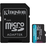 Kingston Canvas Go! Plus microSDXC 64 GB geheugenkaart Zwart, Incl. adapter, Class 10, UHS-I U3, V30, A2