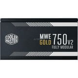 Cooler Master MWE Gold 750 - V2 (Full Modular), 750 Watt voeding  Zwart, 4x PCIe, Full Kabel-management