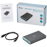 i-tec MySafe USB 3.0 / USB-C 3.1 Gen. 2  externe behuizing Grijs, B-Key, met RAID 0/1/JBOD ondersteuning