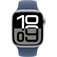 Apple Watch Series 10 smartwatch Zilver, Aluminium, 42 mm, sportbandje denim S/M