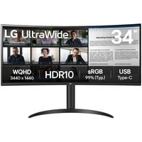 LG UltraWide 34WR50QK-B 34" Curved monitor Zwart, HDMI, DisplayPort