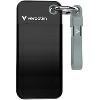 Verbatim Pocket 2 TB externe SSD Zwart/grijs, USB-C 3.2 Gen 2 (10 Gbit/s), Incl. met sleutelhanger en kabelbevestiging